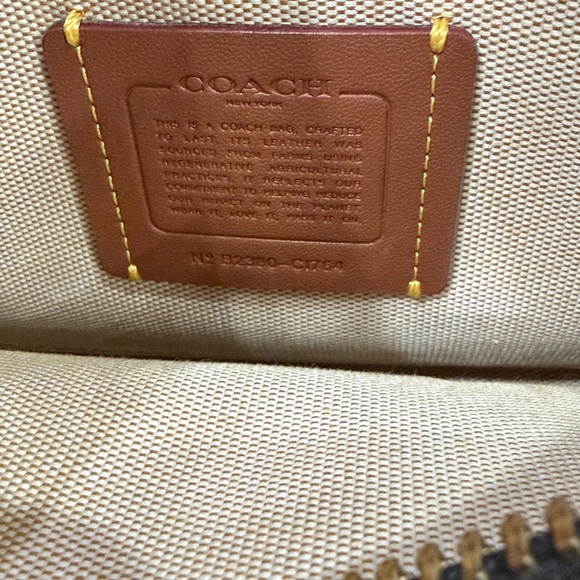 Coach Rogue 25 Regenerative Leather- Navy Blue Satchel with Gold Accents - Picture 11 of 13